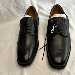 Black Leather Lace-Up Oxford Dress Shoes Derby Style Formal Size 10-10.5